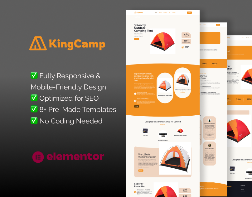 camping Elementor template