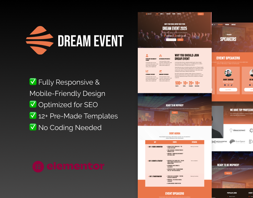 Elementor event conference template
