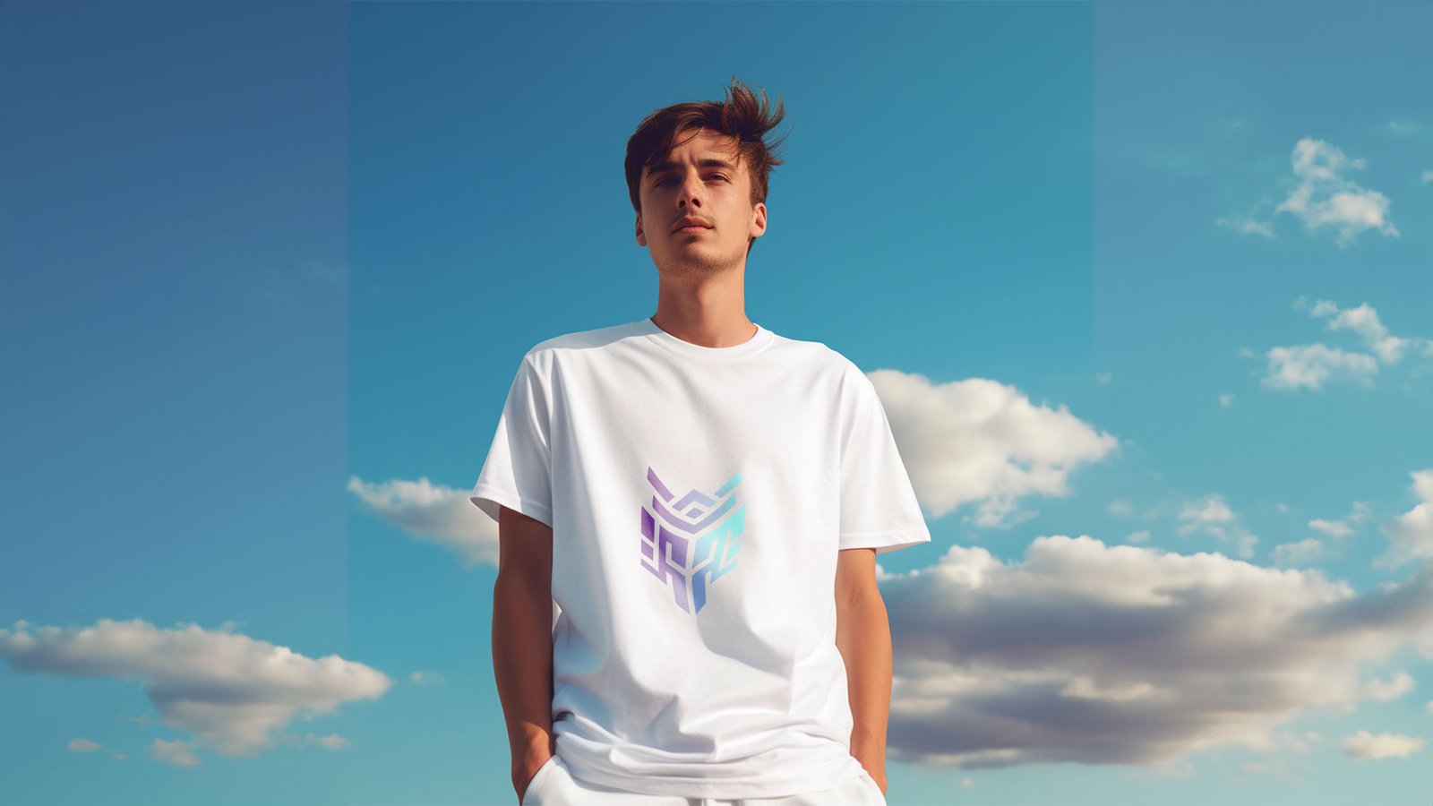 sky white t-shirt mockup