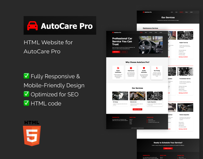 auto HTML template