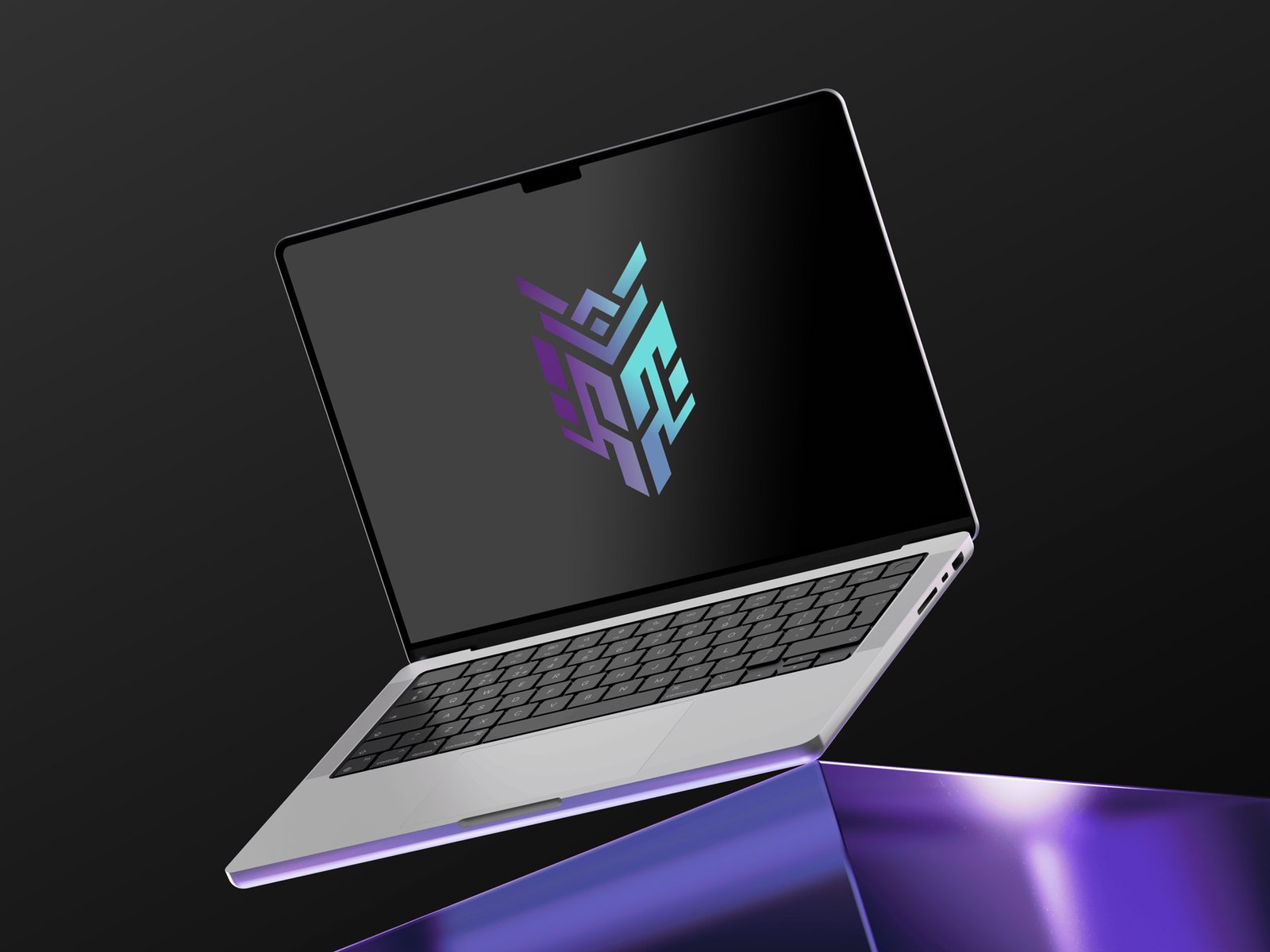 MacBook Glass Cube Mockup