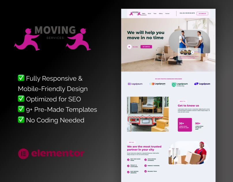 moving services Elementor template