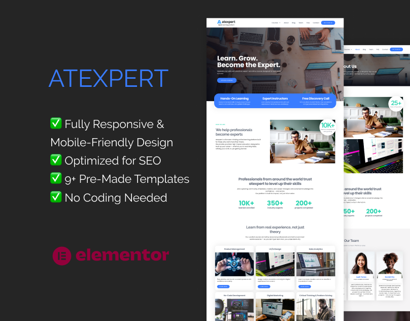 online learning Elementor template