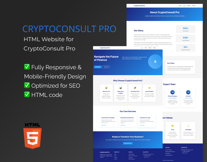 HTML Website for expert cryptocurrency
