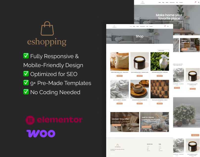 home décor Elementor template