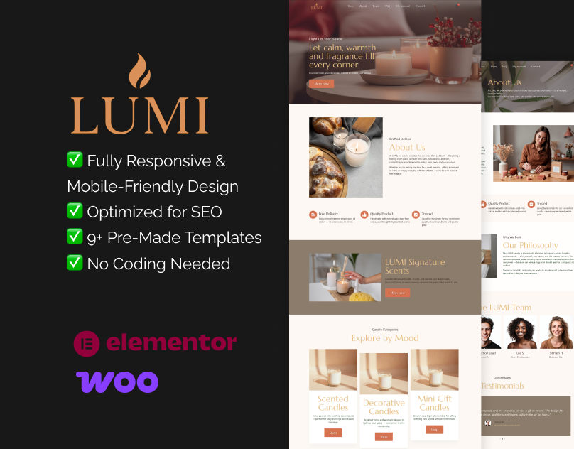candle WooCommerce Elementor template