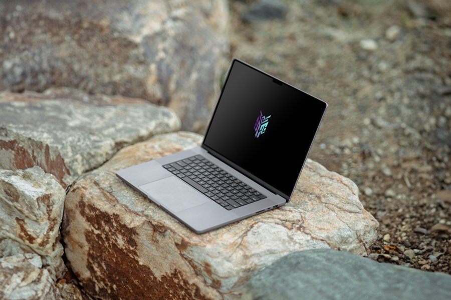 MacBook Pro on Stone Mockup