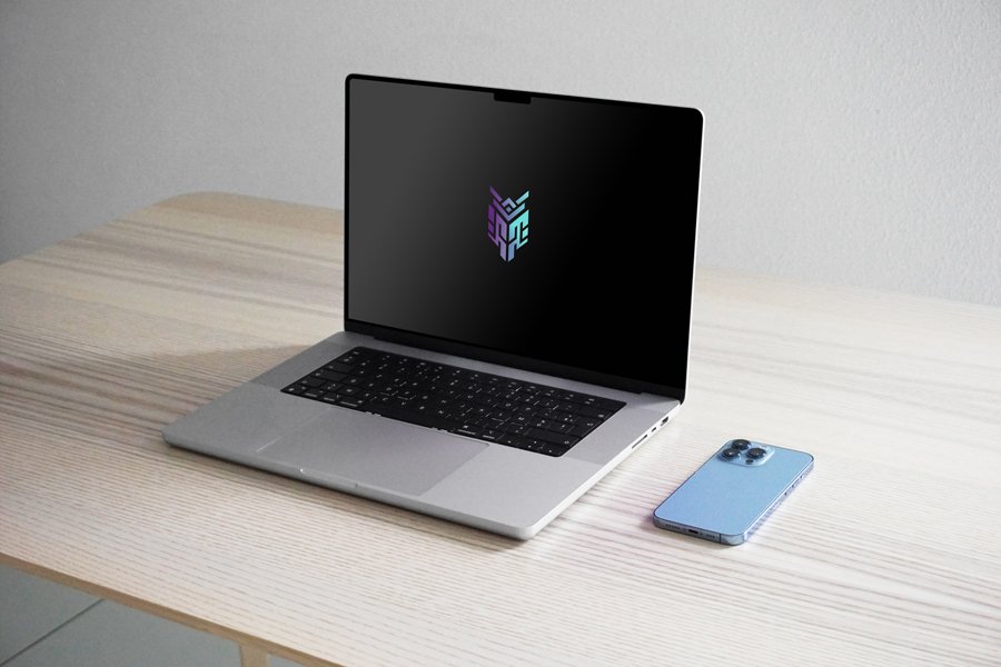 MacBook Pro with iPhone Mockup