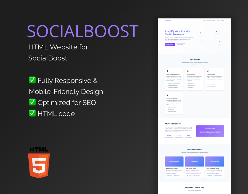 social media html template