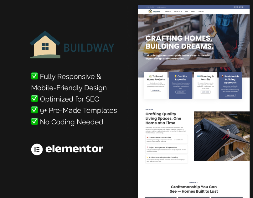 construction countryside Elementor template