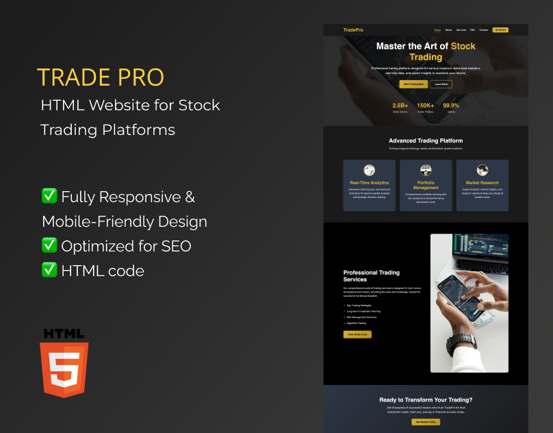 HTML template for stock trading platforms